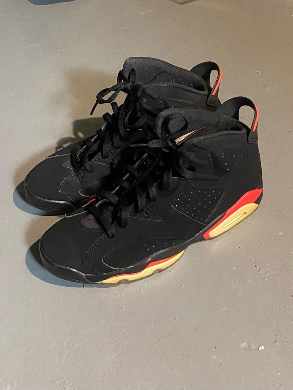Jordan Men's Black Sneakers with Red and Cream Accents